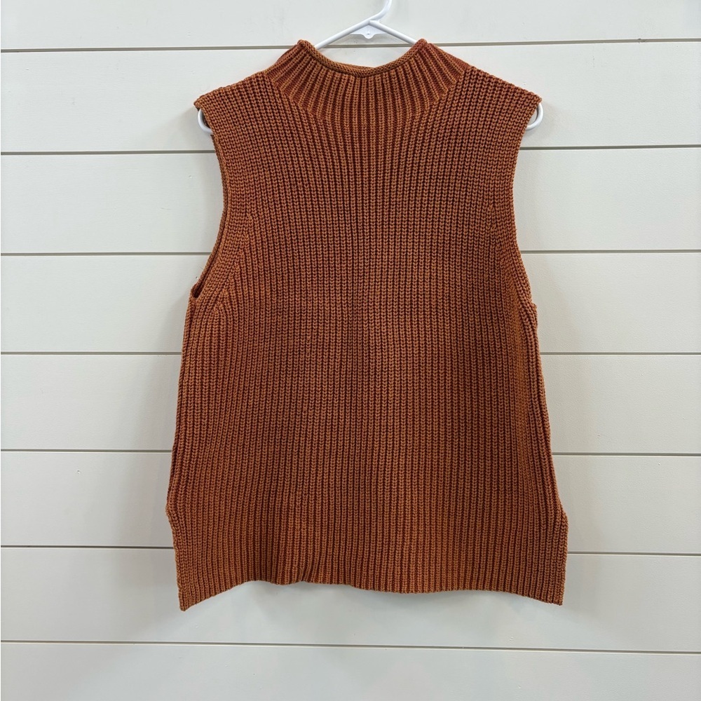 She + Sky Rust Knit Sleeveless Mock Neck Vest